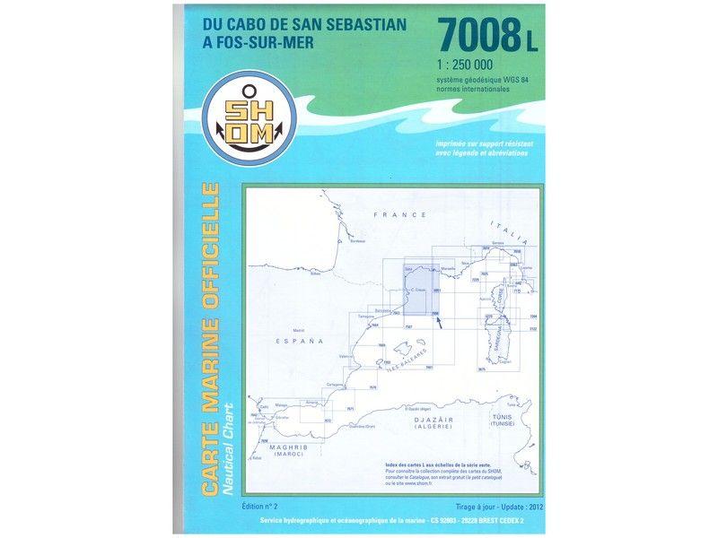 Carte Marine SHOM 7008 L Du Cabo de San Sebastian à Fos-sur-Mer
